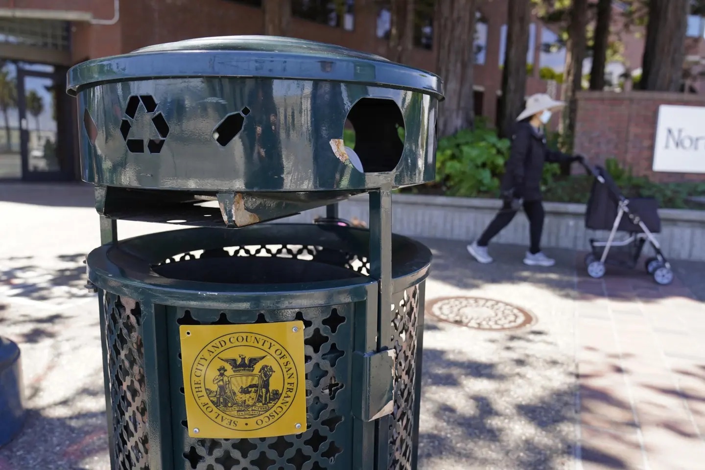 photo of public trash can