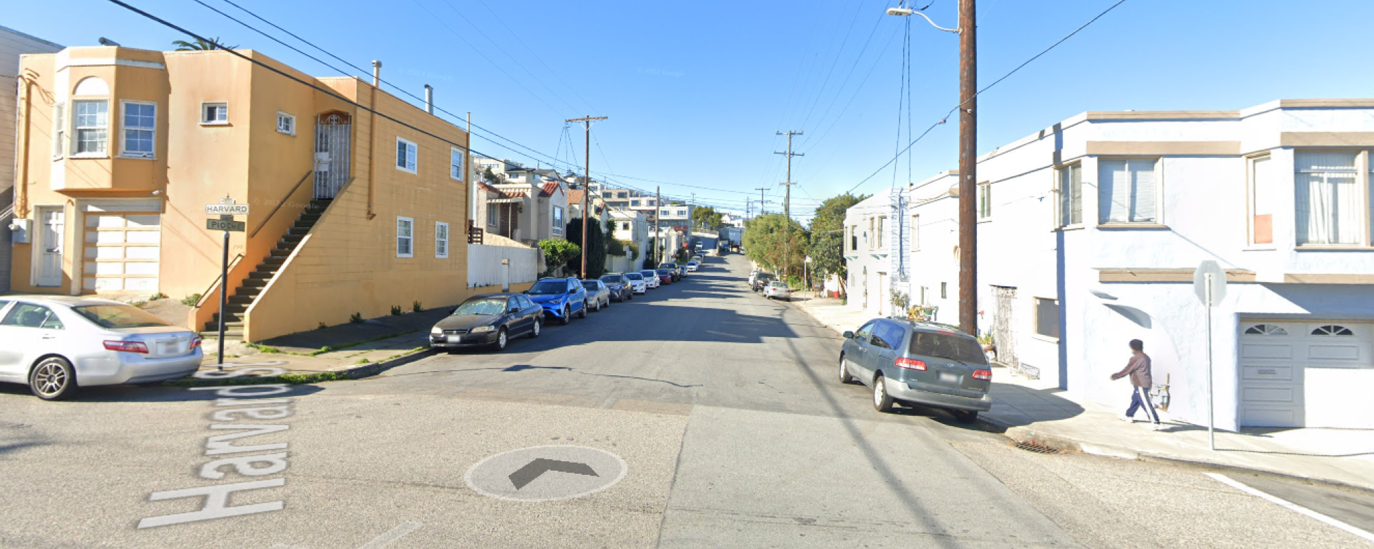 street level view of the Pioche and Harvard intersection