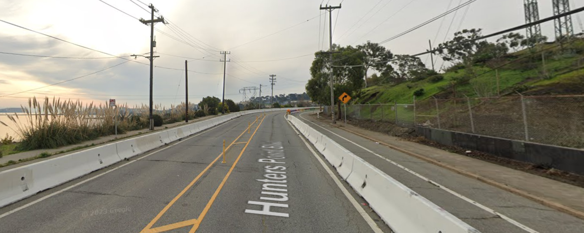 Street level view of Hunters Points Boulevard