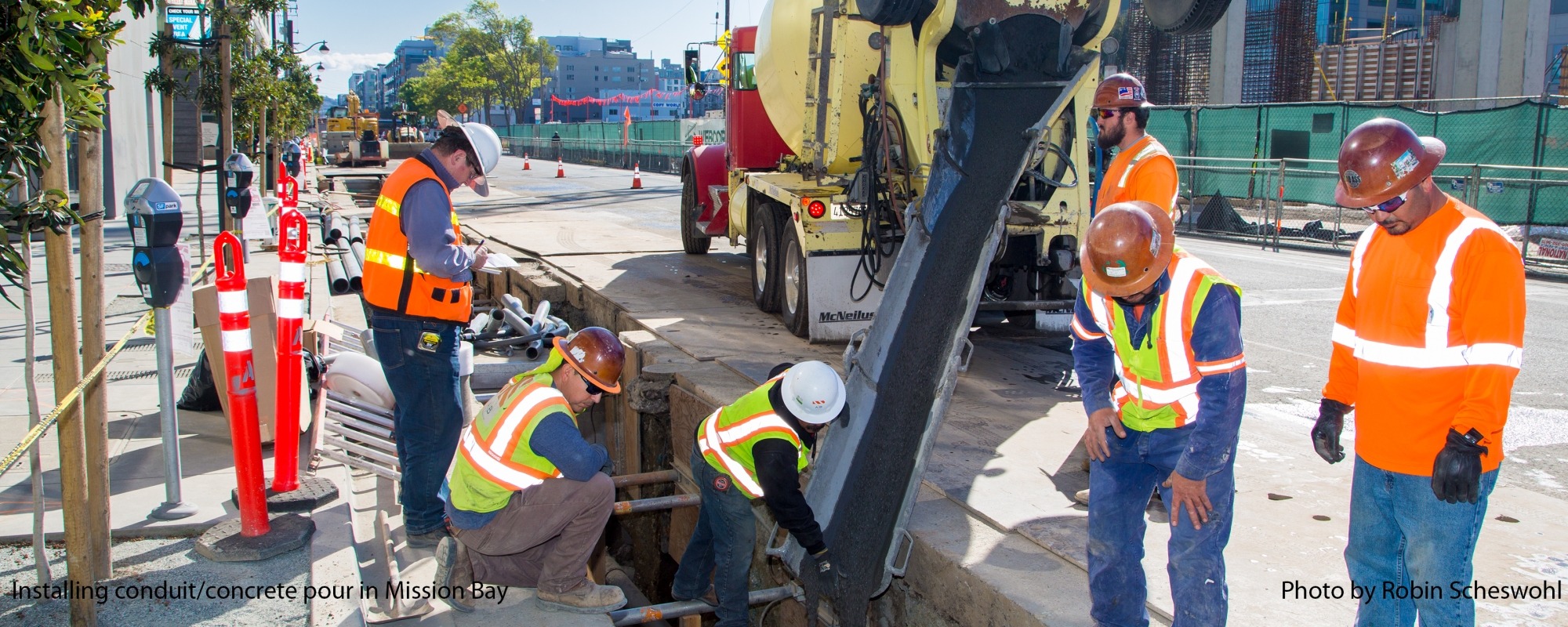 Installing conduit/concrete pour in Mission Bay.