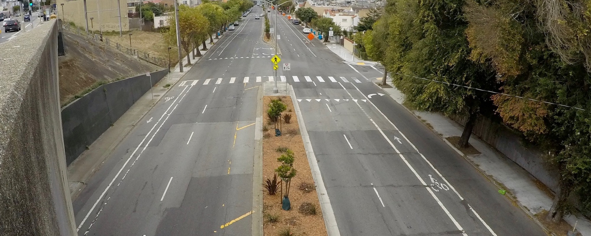 Overhead view of Alemany Street