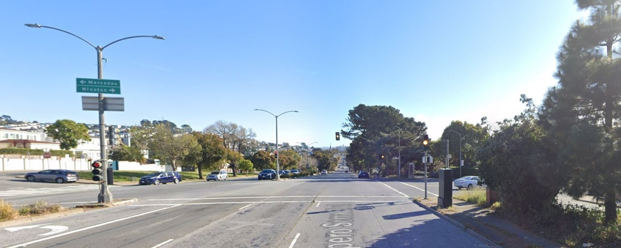 Street level view of Junipero Serra Boulevard 